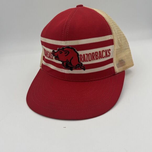 Vintage Arkansas Razorbacks Trucker Hat 80s Mesh Snapback Made in USA - Picture 9 of 14